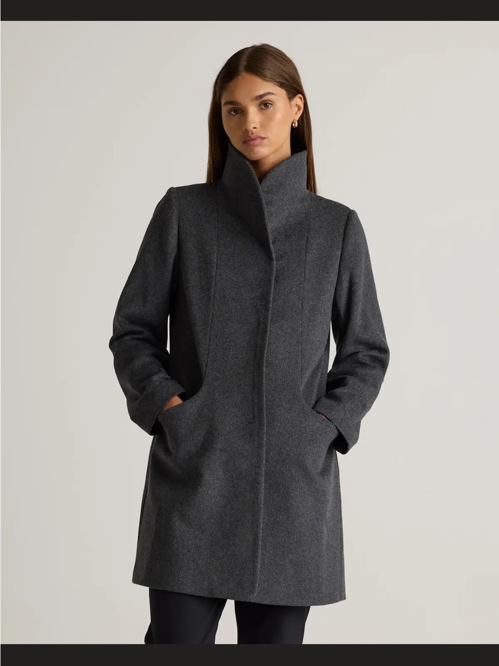 Quince Italian Wool Cocoon Coat Heather Charcoal Women’s Medium MSRP $190 NWT!